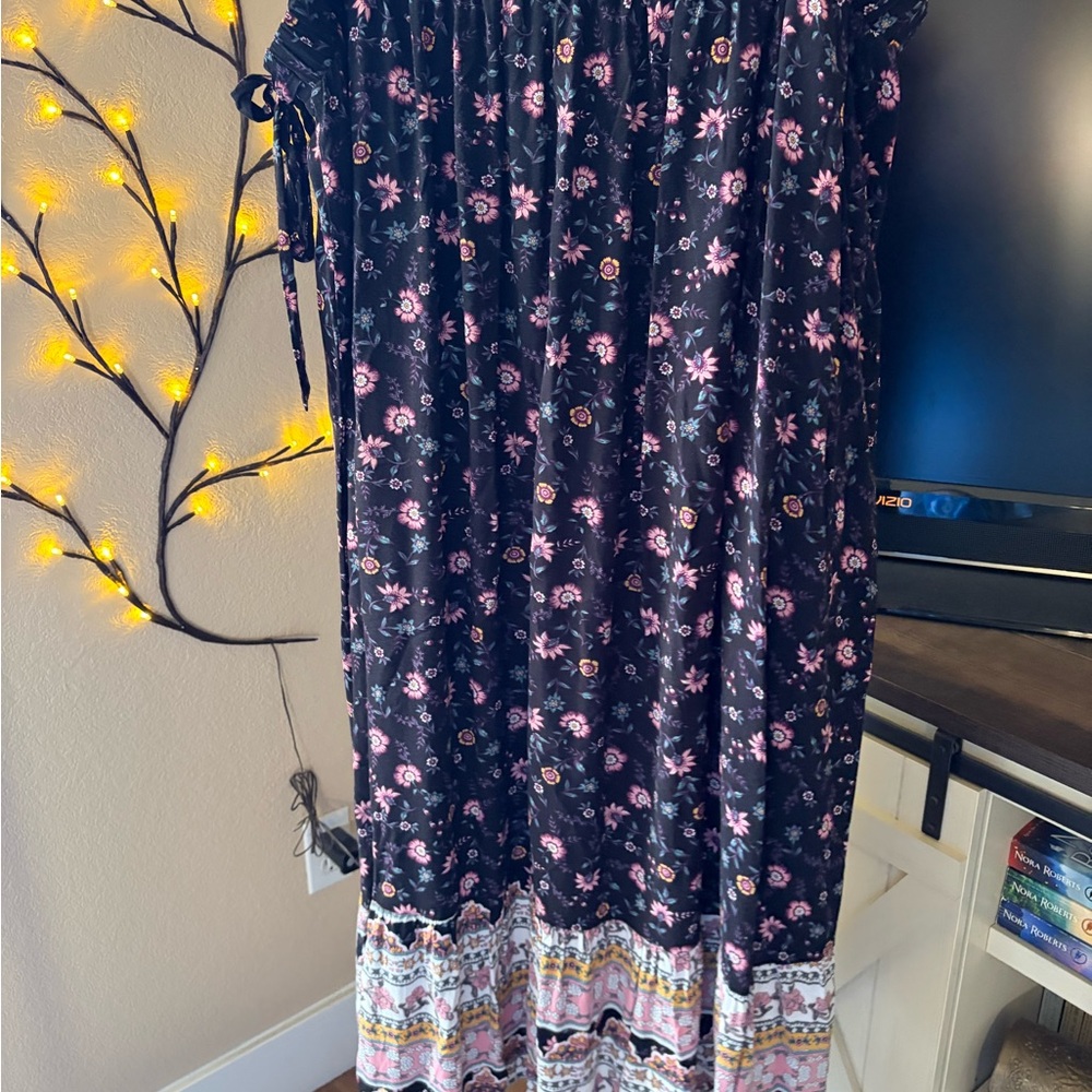 Torrid Black Skirt with Pink Floral Design